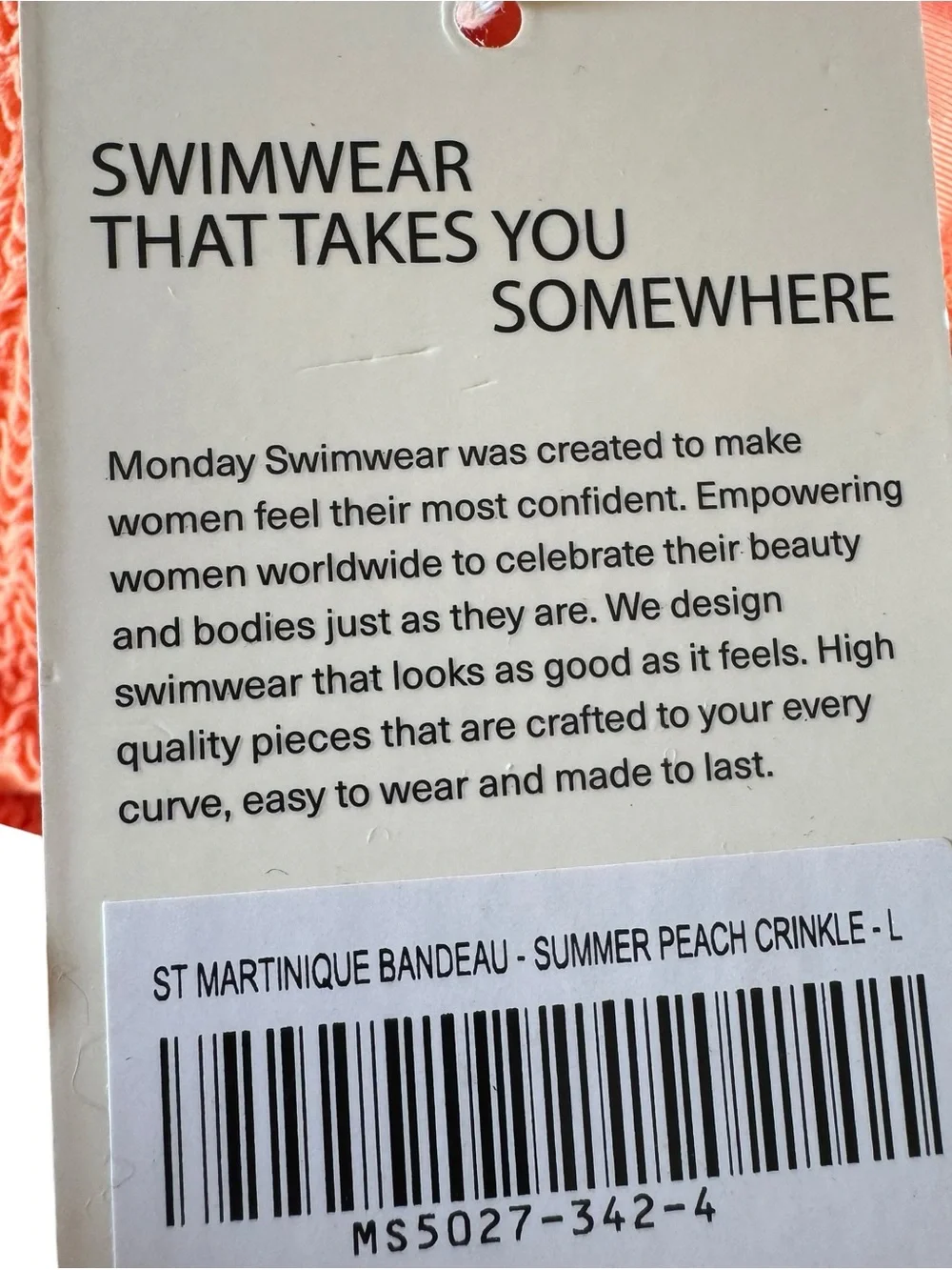 Monday Swimwear - NWT St. Martinique Bronte Bikini Set Summer Peach Sz L
